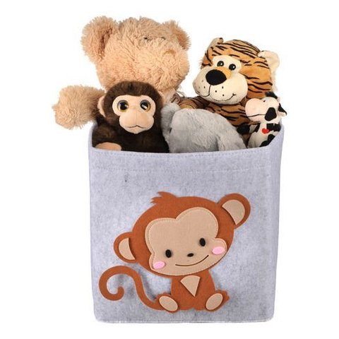 Cesto Organizador Dobrável Quarto Infantil Animais Brinquedo - Macaquinho