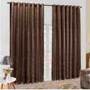 Ver imagem 1 de Cortina Jacquard Sala e Quarto 2,00x1,80 Marrom Ilhós Quadrado Cromado