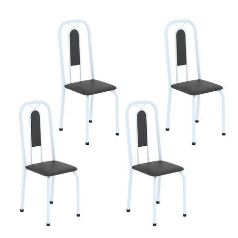 Cadeiras para Sala de Jantar 4 Unidades Lívia Branco/Preto Liso