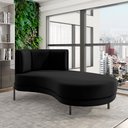 Ver imagem 1 de Sofá Chaise Lado Direito Downey Sala de Estar Veludo Preto G15 - Gran Belo