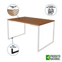 Ver imagem 2 de Mesa de Jantar Industrial 6 Lugares Canela 140x90 Base Aço Branco