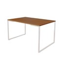 Ver imagem 1 de Mesa de Jantar Industrial 6 Lugares Canela 140x90 Base Aço Branco