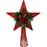 Estrela Topo Árvore de Natal Decorativa Vermelha Luxo 27cm - 1