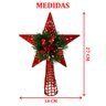 Estrela Topo Árvore de Natal Decorativa Vermelha Luxo 27cm - 2