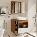 Ver imagem 5 de Gabinete Suspenso com Cuba Paris para Banheiro Canela Off