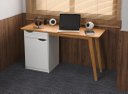 Ver imagem 2 de Mesa / Escrivaninha Pr Estilo Retrô Moderno Cor Branco / Cinamomo Pt