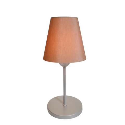 Abajur Cabeceira para Quarto Cone Vivare Md-2005 Cúpula em Tecido Cone - Bivolt - Cinza / Palha - Bi