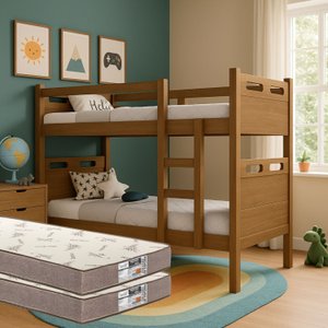 Beliche Adulto ou Infantil com 02 Colchões D33 Design Seguro com Grades Laterais Proteção Completa