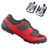 Sapatilha Mtb Ciclismo Shimano Me1 Vermelha + Pedal Wellgo C2 Plataforma - Vermelho - 45 Br / 47 Eur - 1