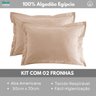 Kit 02 Fronhas de Travesseiro 100% Algodão Egípcio 50cmx70cm Cama Queen Toque de Seda - 3