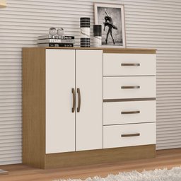 Comoda Lite 4 Gavetas 2 Portas Nature Off White - Móveis Leão - 4 Comoda Lite 4 Gavetas 2 Portas Nature Off White - Móveis Leão - 4