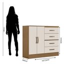 Ver imagem 3 de Comoda Lite 4 Gavetas 2 Portas Nature Off White - Móveis Leão