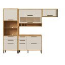 Ver imagem 2 de Cozinha Compacta Modulada 100% MDF 4 Peças 7 Portas 5 Gavetas e Vidro 274cm Vicenza Espresso Móveis Bege/Amêndoa/Off White