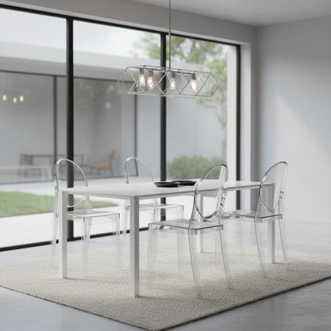Conjunto 4 Cadeiras Modernas Empilhaveis Transparentes Viena Fratini