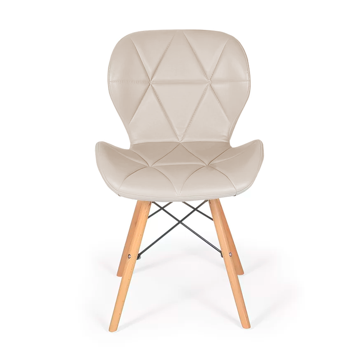 Cadeira de Jantar Charles Eames Eiffel Slim Estofada Nude - 2