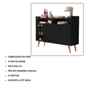 Ver imagem 7 de Buffet Aparador Celta 3 Portas Design Moderno em MDP - Preto