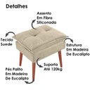 Ver imagem 3 de Puff Puf Opall Pes Palito 55x40cm Suede Bege MPassos