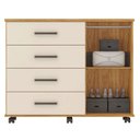 Ver imagem 5 de Cômoda para Quarto 4 Gavetas 1 Porta Flora Marrom/Cinamon/Off-White