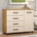 Ver imagem 1 de Cômoda para Quarto 4 Gavetas 1 Porta Flora Marrom/Cinamon/Off-White
