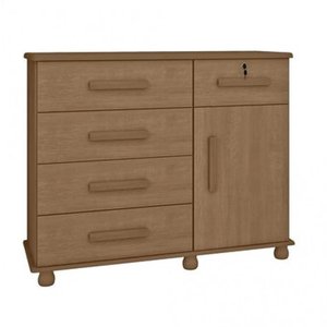 Cômoda 5 Gavetas 1 Porta Ibiza Plus - (noce)