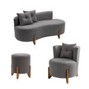 Ver mais imagens de Kit Decorativo Sofá Curvo Orgânico + 01 Puff e Poltrona Luna Boucle Cinza - Montanaris Decor