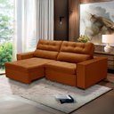 Ver imagem 1 de Sofa Retratil Reclinavel 2 Lugares 2,60 Vitória Veludo Terracota Lansofbr