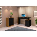 Ver imagem 1 de Conjunto e 1 Mesa Escrivaninha e 1 Armário Balcão Office Escritório Preto com Nature - Rede Móveis
