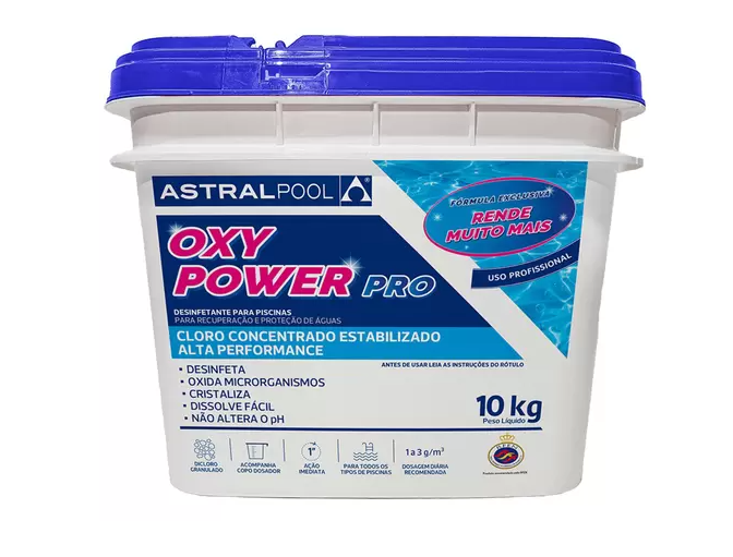 Cloro Piscina Astralpool Oxy Power Pro Balde Azul 10 kg