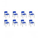 Ver imagem 1 de Kit 8 Cadeira Iso Infantil Creche, Base Cinza Azul