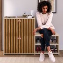 Ver imagem 2 de Sapateira Hall Entrada 2 Gaveta Basculante Puxador Concha Banco Prateleira Porta Sapatos Sala Quarto