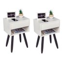 Ver imagem 3 de Kit 2 mesas de cabeceira Retro OFF WHITE 55cm de altura pés marrom escuro - enviamos montada
