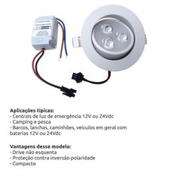 Spot de Led 3w Embutir 12v 24v para Motor Home Lancha Van - 3