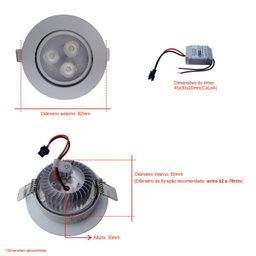 Spot de Led 3w Embutir 12v 24v para Motor Home Lancha Van - 2