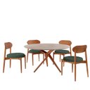 Ver imagem 2 de Conjunto Sala de Jantar Mesa 135cm Tampo Redondo Texturizado e 4 Cadeiras Hope Marrom/Jade/Imbuia/Of