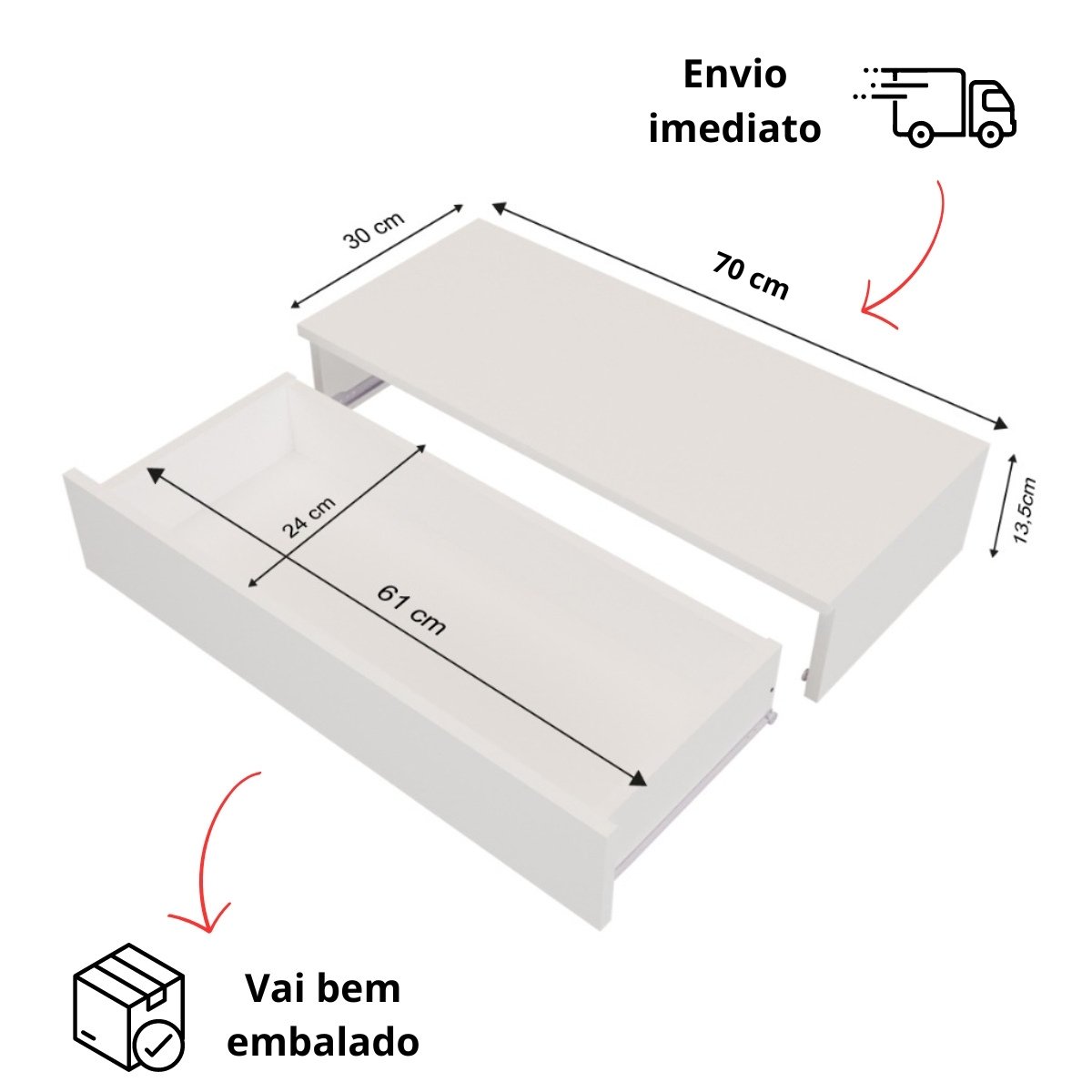 Penteadeira Suspensa com Gaveta Console Camarim Aparador Porta Maquiagem - 3