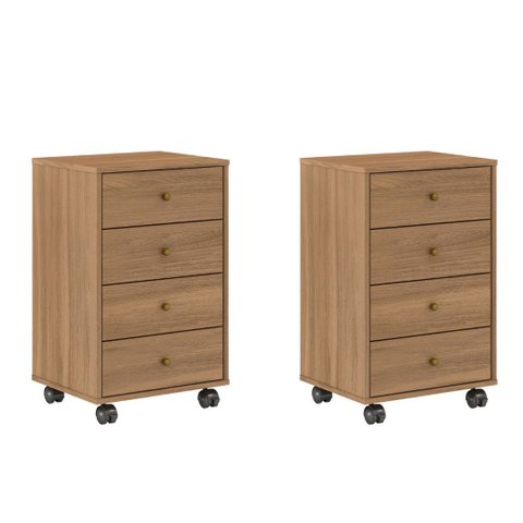 2 Mesas de Cabeceira 4 Gavetas para Quarto ou Escritório-prime