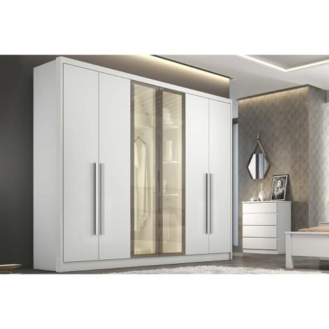 Guarda Roupa Casal Linea 6 Portas 6GAVS Neve N. Horizonte