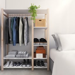 Arara de Roupas Solteiro Quarto Decorado em Mdp Branco Moderno Technox - 1