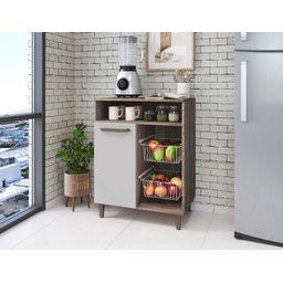 Fruteira Armário Off White Multiuso Moderno com Porta com Espaço para Microondas Fp - 2