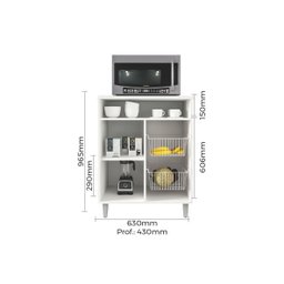 Fruteira Armário Off White Multiuso Moderno com Porta com Espaço para Microondas Fp - 3