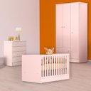 Ver imagem 1 de Conjunto Berço Mini Cama, Cômoda e Guarda Roupa Rosa