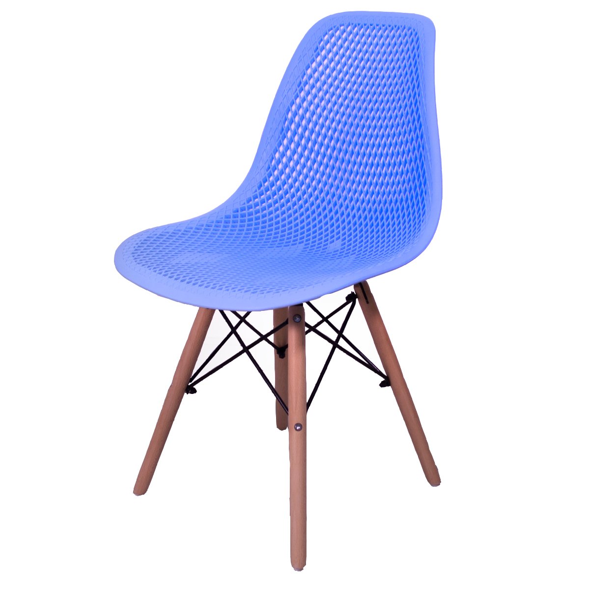 Kit 4 Cadeiras Design Charles Eames Eiffel Furadinha Azul Bebe - 3