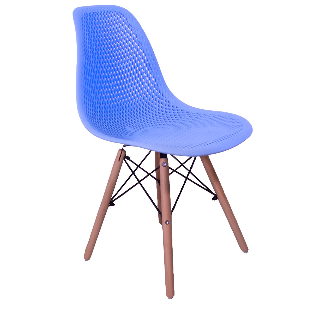 Kit 4 Cadeiras Design Charles Eames Eiffel Furadinha Azul Bebe - 4