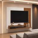 Ver imagem 1 de Painel para TV Nando até 50 Polegadas Ripado com Nichos - Freijó/Offwhite