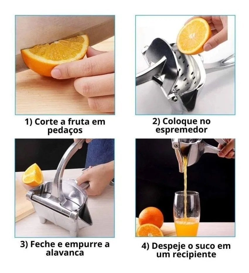 Espremedor de Frutas Laranja Limão Manual Extrator Sucos Multifuncional - 8
