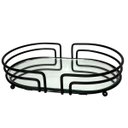 Ver imagem 1 de Bandeja Espelhada Oval Decorativa 27x17cm Banheiro Aparador Preto Fosco Lavabo Genovia
