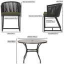 Ver imagem 2 de Mesa com 6 Cadeiras de Jantar Roma 120cm e Noronha em Alumínio Preto Corda Náutica Estofado 13 Trama