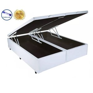 Base Box Baú Queen Bipartido Belos Sonhos Sintético Branco 49x158x198
