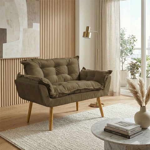 Namoradeira Decorativa Confortável para Sala Recepção Consultório Manicure Alice Suede