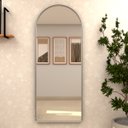 Ver imagem 4 de Espelho Grande Oval com Base Reta Moldura Prata Corpo Inteiro 150x60cm Decorativo Quarto Sala Closet